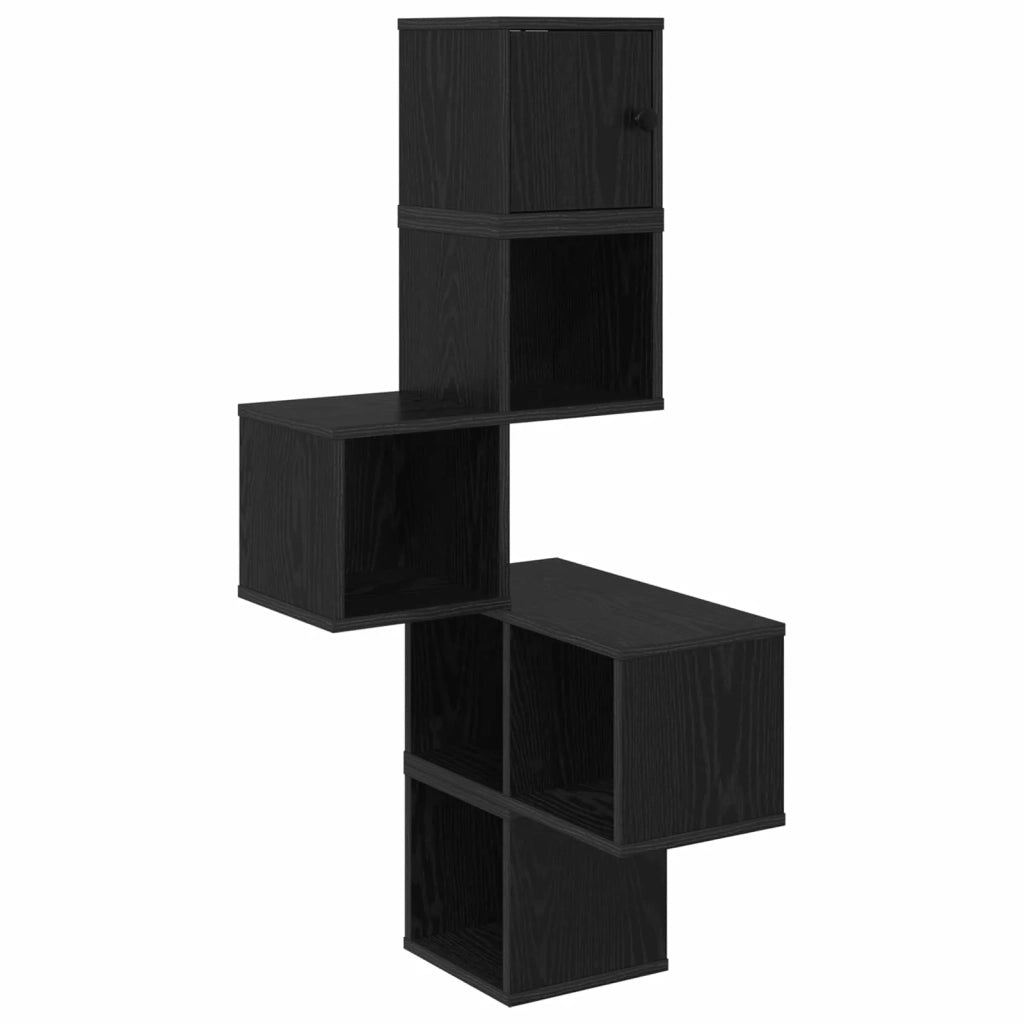 Mensola Angolare da Parete Rovere Nero 48 x 48 x 120 cm 8012229