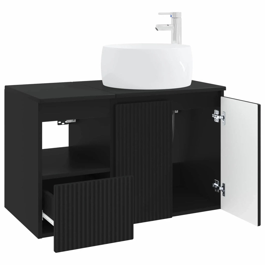 Set di mobili per il bagno 2 pz Nero Legno ingegnerizzato 3404095