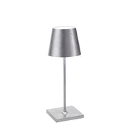 Zafferano Lampada a led da tavolo Poldina Pro Mini Foglia Argento ricaricabile e dimmerabile con batteria fino a 12 ore