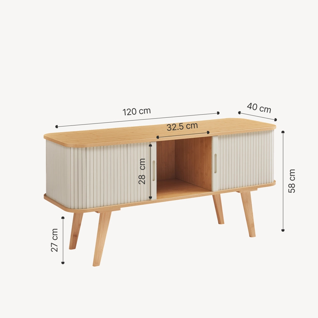Mobile TV Tysvær 120x40x58 cm - Naturale / Bianco Crema [en.casa]