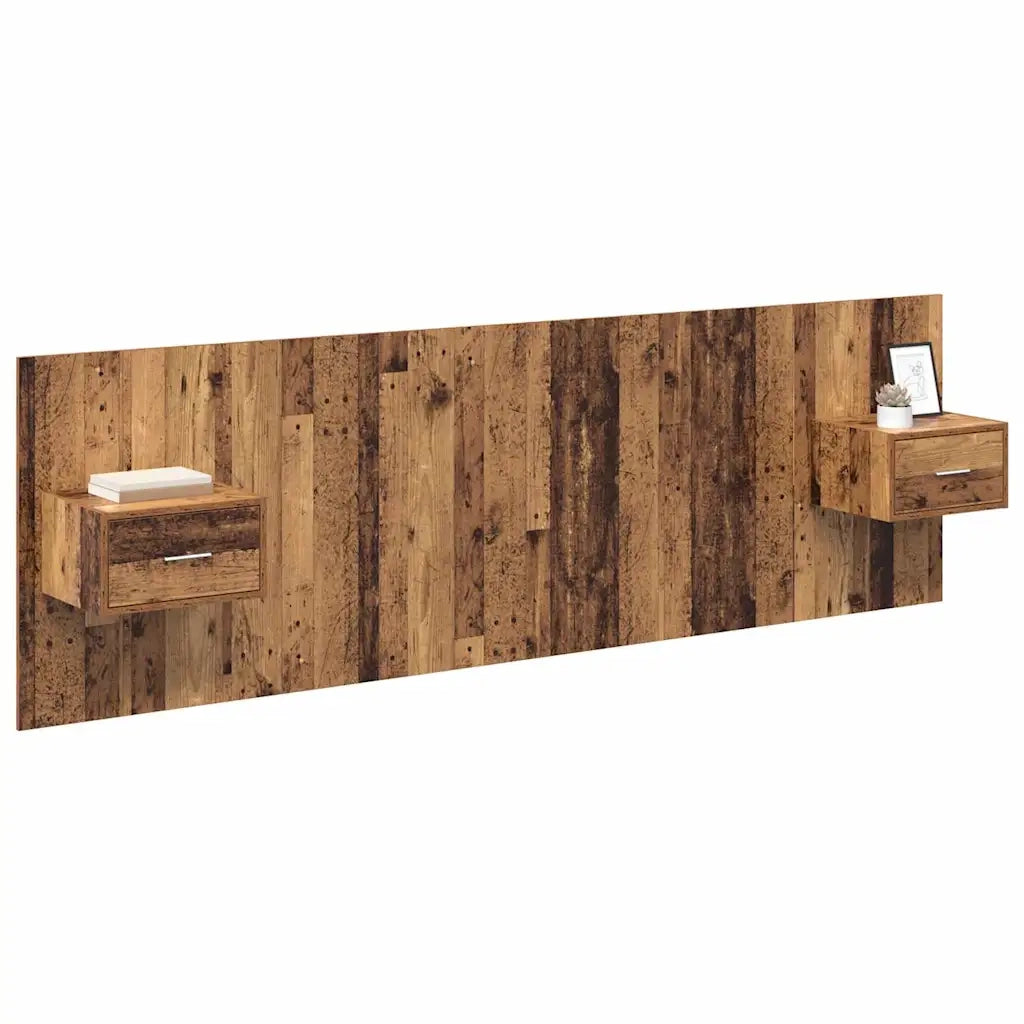 Testata con Comodino 3 pcs Legno vecchio Legno multistrato