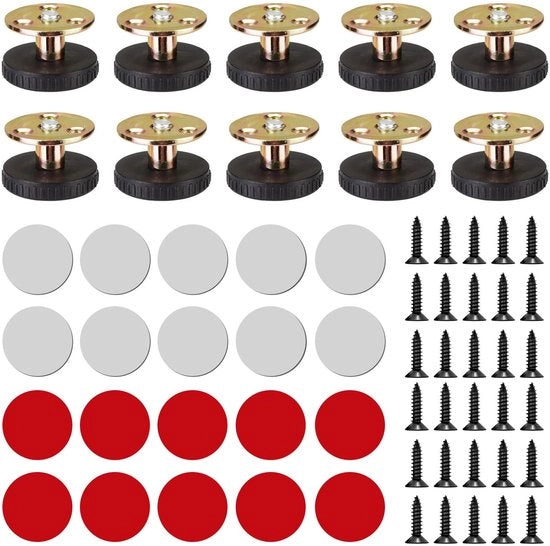 Piedini per mobili adattabili 24-40 mm - Set da 10 - Supporti di levitazione - Accessori di montaggio - Adatti per tavoli/cassetti