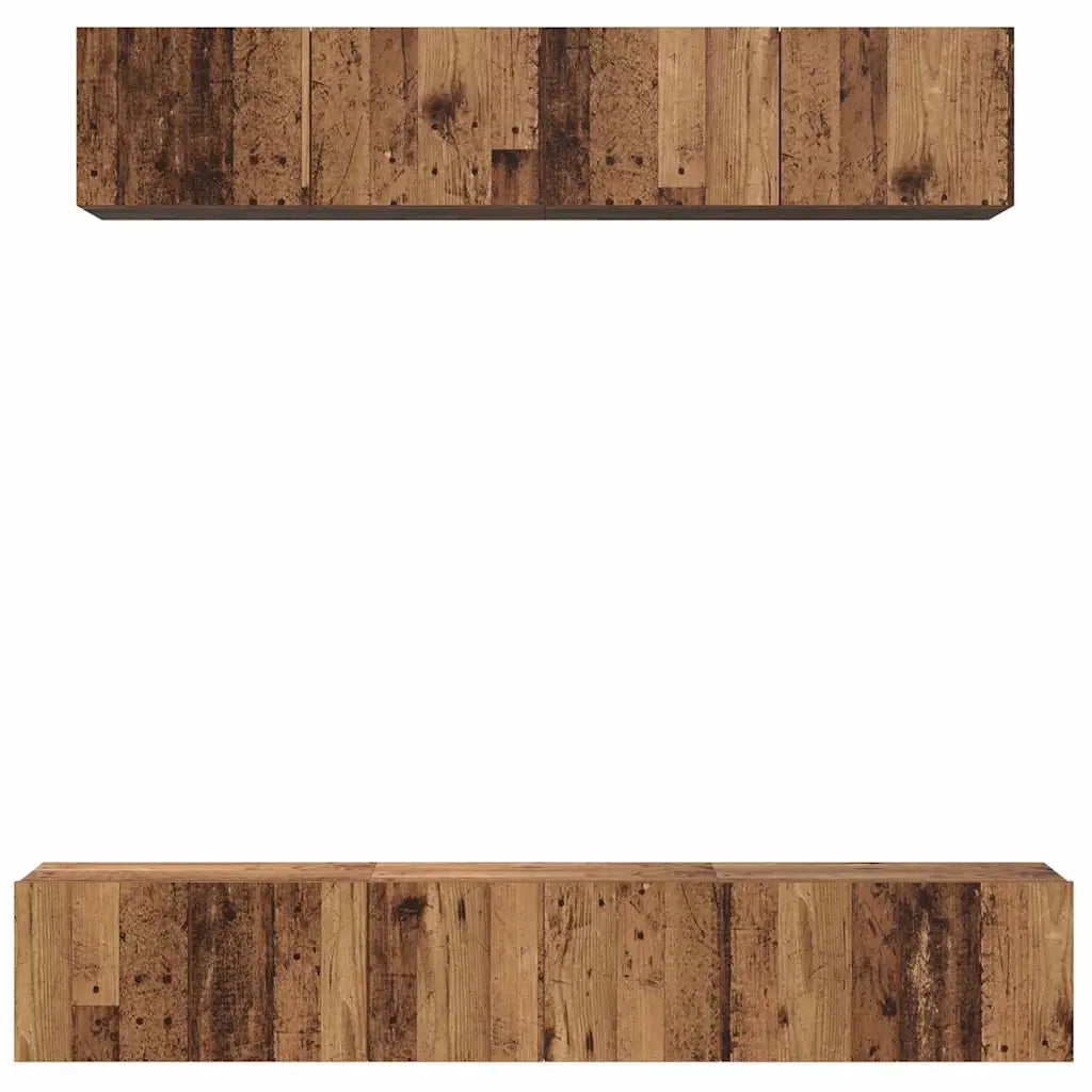 Set mobile TV 5 pz-Set di 5 Credenza per TV Legno vecchio Legno multistrato 440422