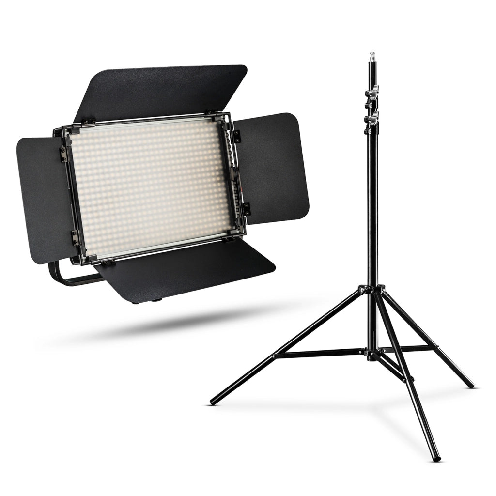 Niova 600 Plus Bi Colour + stativo per lampada WT-806 - Set di luci video LED a luce continua per area 36 Watt 600 LED dimmerabili 3200-5600K CRI 97 DMX + telecomando + stativo per luce