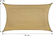 Ombrellone rettangolare, parasole, conica, tessuto HDPE, resistente UV, con cinghie di tensione, 2 x 4 m, colore sabbia