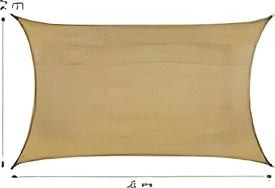 Ombrellone rettangolare, parasole, conica, tessuto HDPE, resistente UV, con cinghie di tensione, 2 x 4 m, colore sabbia