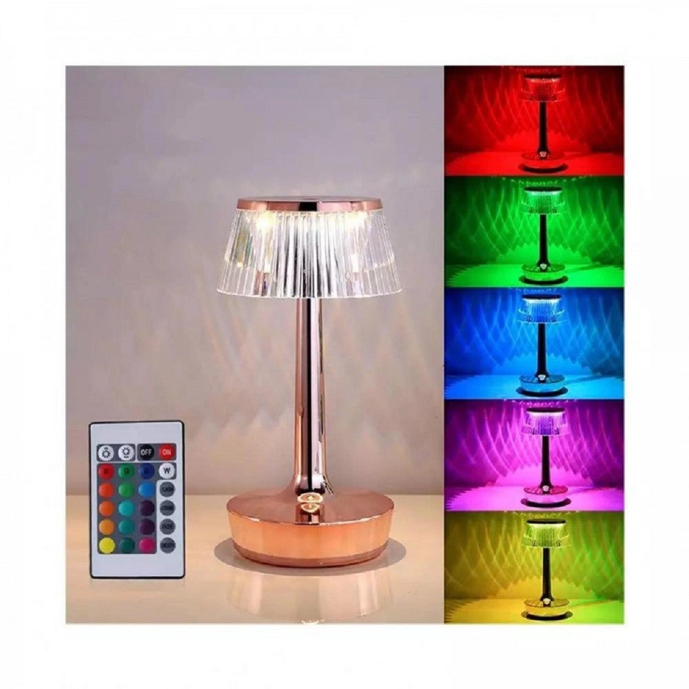 Trade Shop - Lampada Da Tavolo In Cristallo Decorativa Con Led Rgb Touch Bianco 5v Q-tl153 -