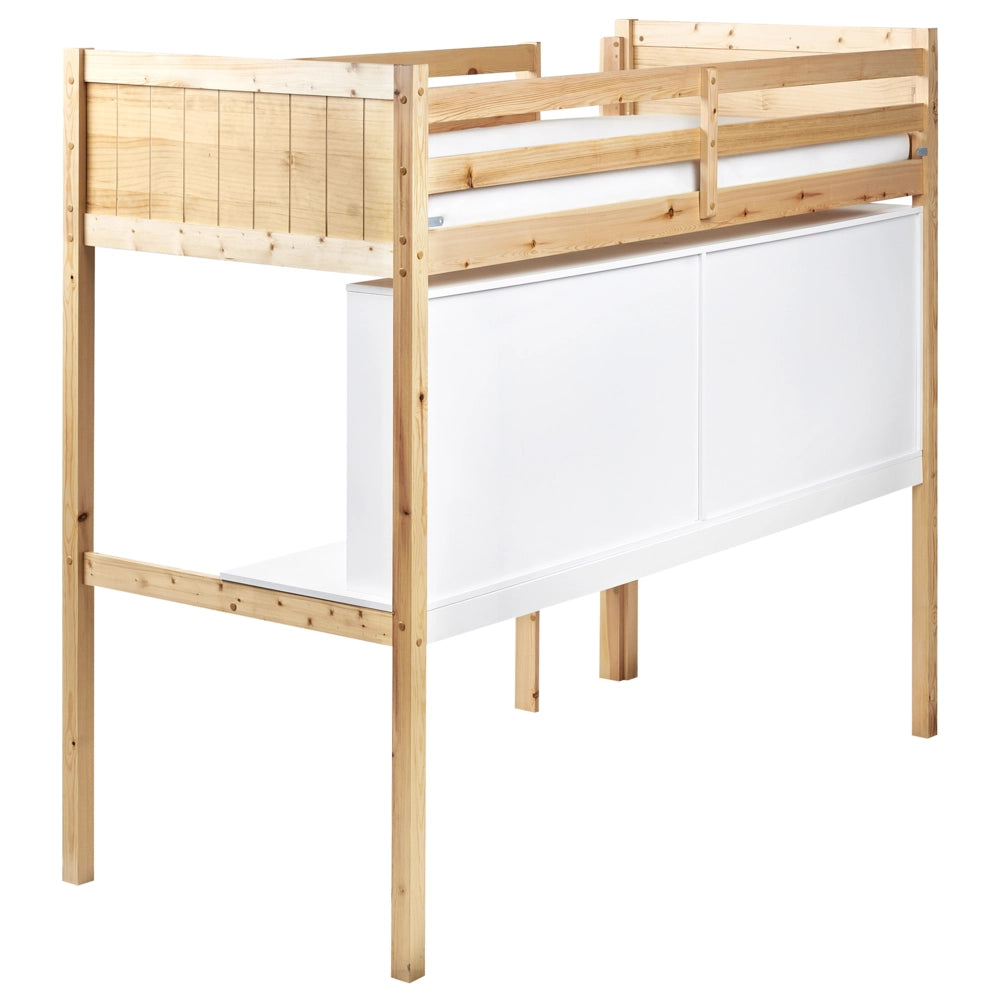 Letto alto per bambini Struttura in legno di pino chiaro con scrivania e letto a soppalco Camera dei bambini e multifunzionale