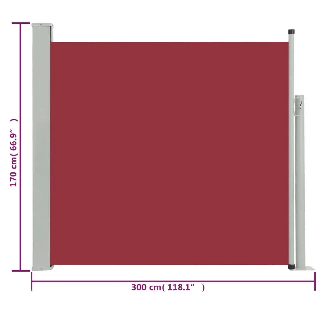 Tenda da sole laterale retrattile/schermo privacy per patio giardino terrazza balcone 170 x 300 cm rosso 02_0007320