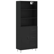 Credenza | Madia | Buffet da pranzo | Armadio da pranzo Nera 69,5x34x180 cm in Legno Multistrato