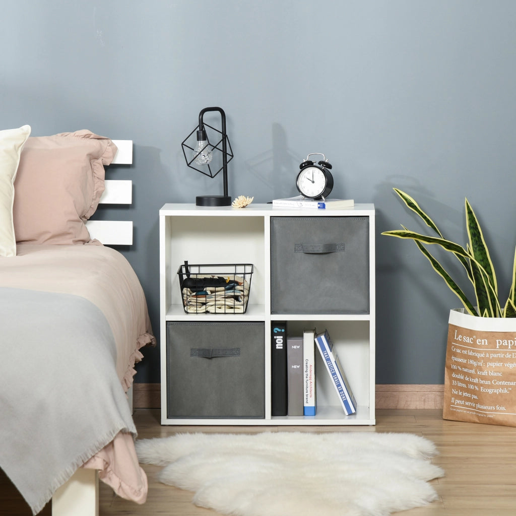 Libreria modulare 4 cubi con 2 cassetti ¨C zephmum ¨C bianco e grigio 61,5x30x61,5 cm