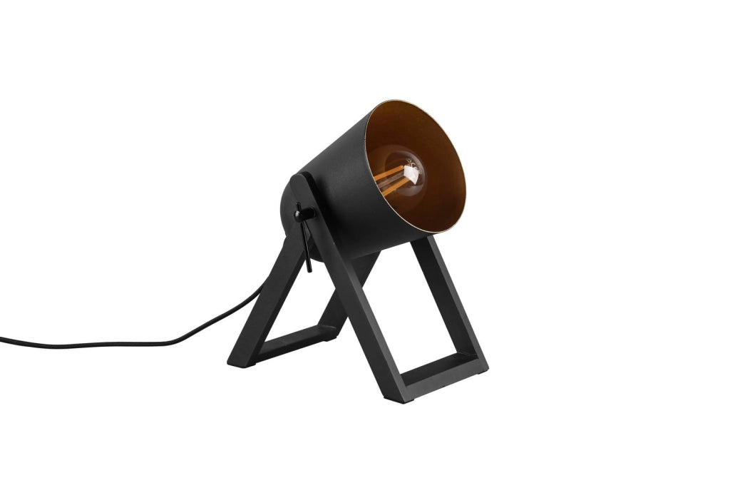 Lampada da tavolo MARC nero/oro legno metallo E27 RL