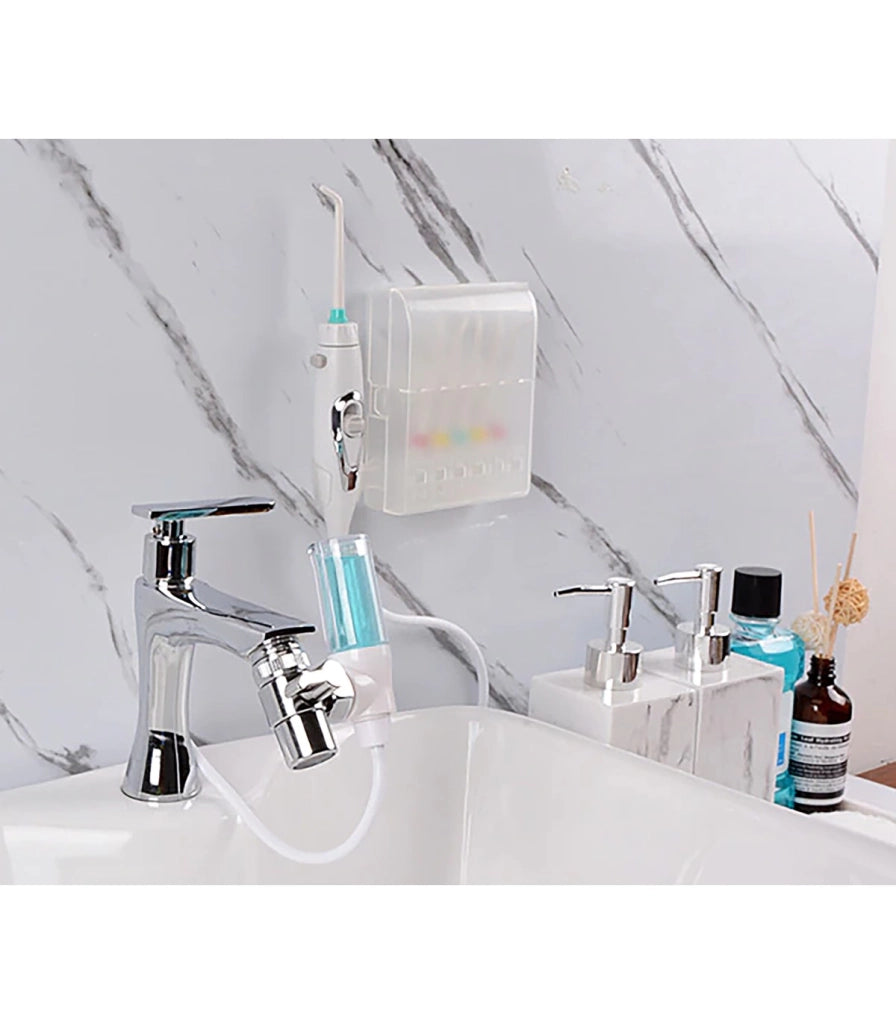 Irrigatore Dentale Standard con Serbatoio Collutorio | Senza Batterie né Elettricità | Pressione Rubinetto | Getto Illimitato