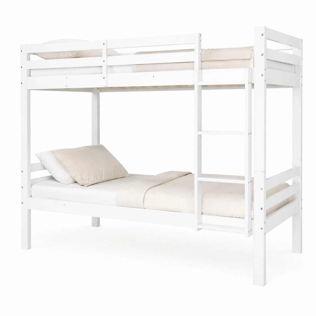Lettino a castello per bambini in legno di pino, 2 letti singoli separabili, bianco, 90x200 cm