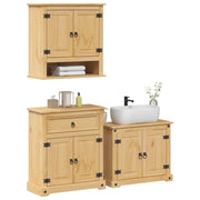 Set Mobili da Bagno 3 pz Corona in Legno Massello di Pino 3334638