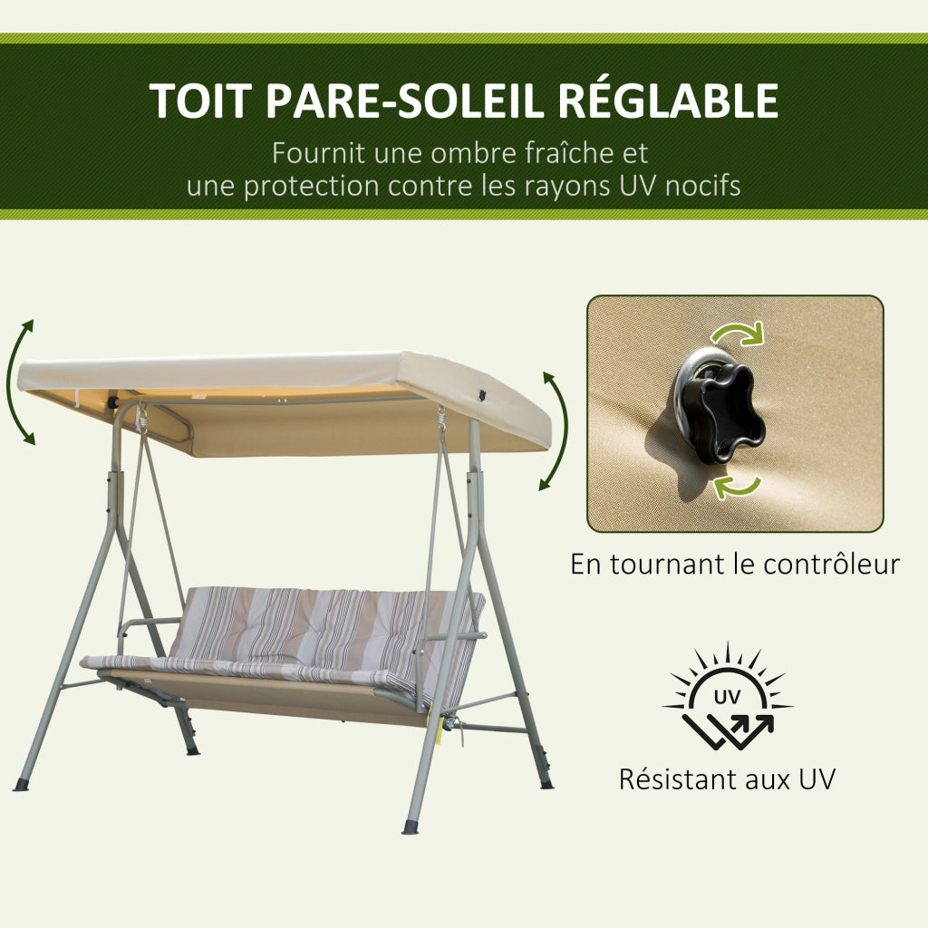 Divano da Giardino 3 Posti con Cuscini ¨C Zephmum ¨C Tessuto Grigio Scuro