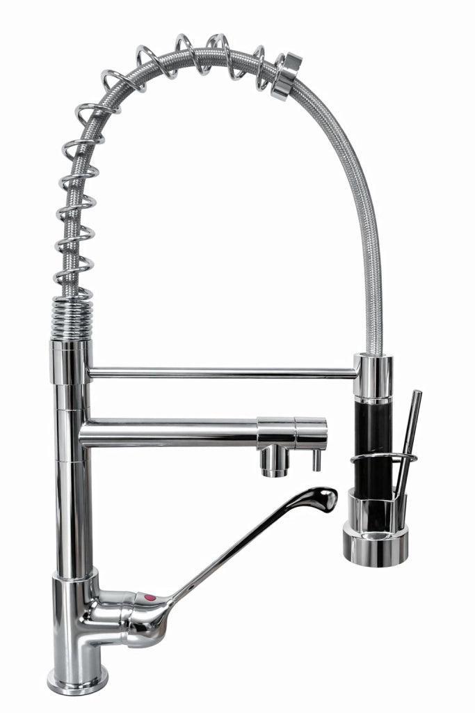 Rubinetto miscelatore cucina professionale industriale con leva clinica doppia uscita