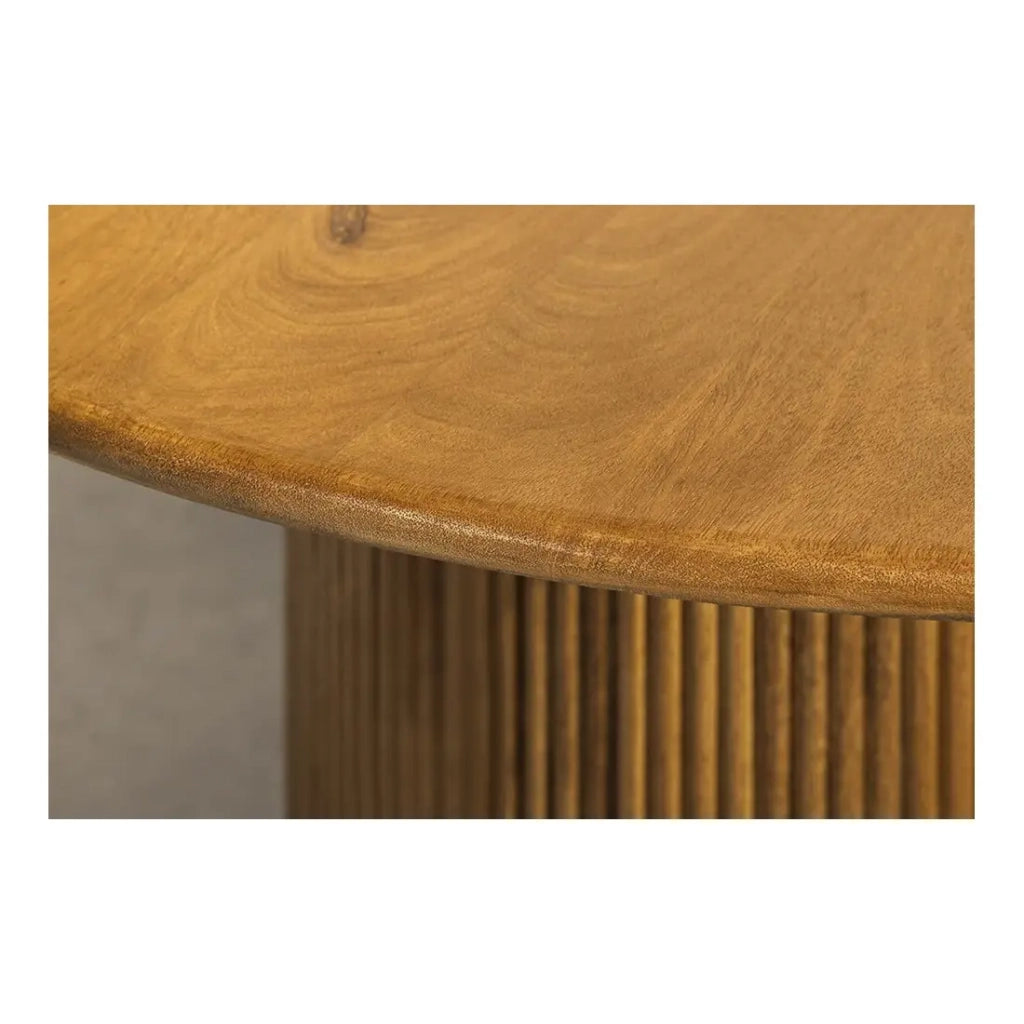 Table YONA – Rotonda diametro 120 cm – Legno massiccio di mango verniciato – Con vani integrati – Stile rustico