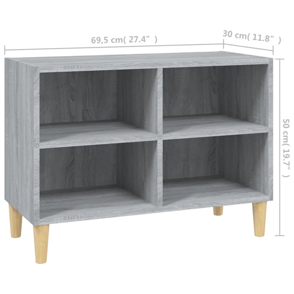 Mobile TV Gambe in Legno Massello Grigio Sonoma 69,5x30x50 cm 813147