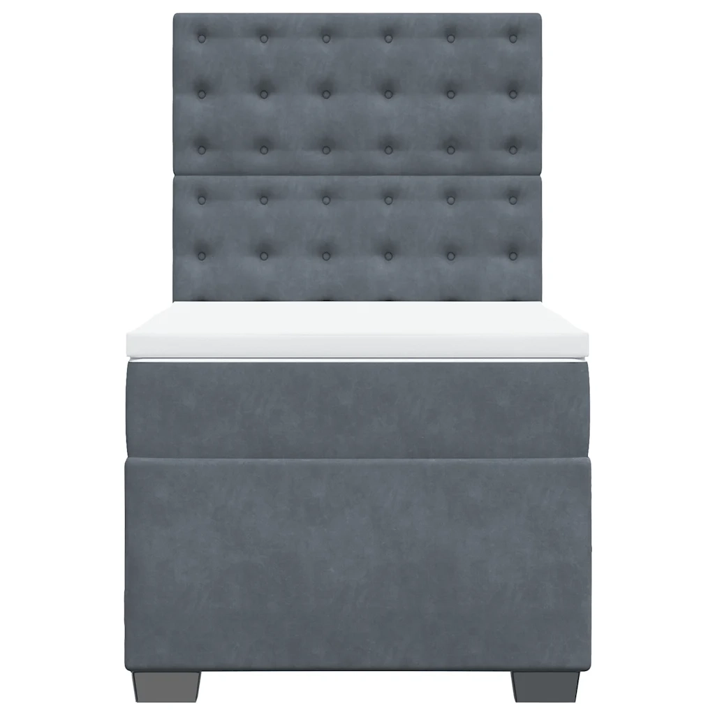 Giroletto a Molle con Materasso Grigio Scuro 80x200 cm Velluto