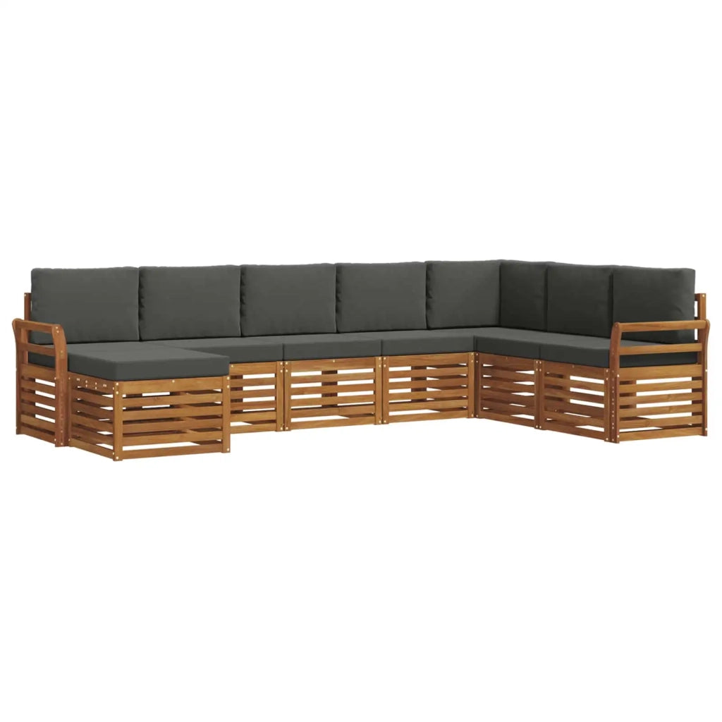 Set di divani da esterno con cuscino 8 pcs Naturale e Antracite