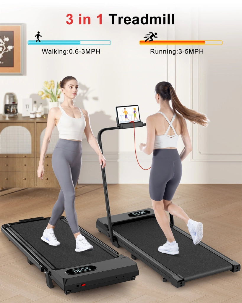 Tapis Roulant Elettrico Pieghevole 1-8 km/h - RATTANTREE - con Inclinazione, Display a LED, Supporto per Tablet - Portante 145kg - Nero