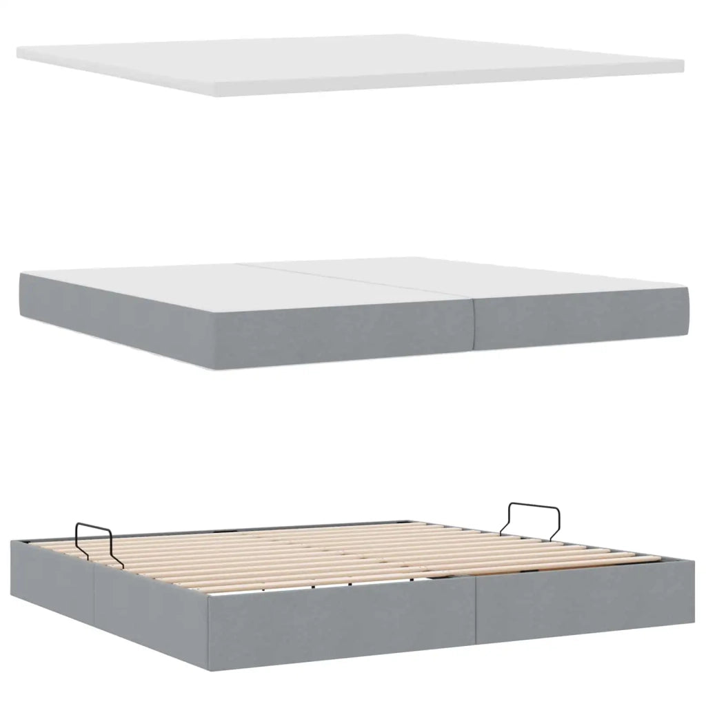 Letto con contenitore LED e materasso Grigio Chiaro