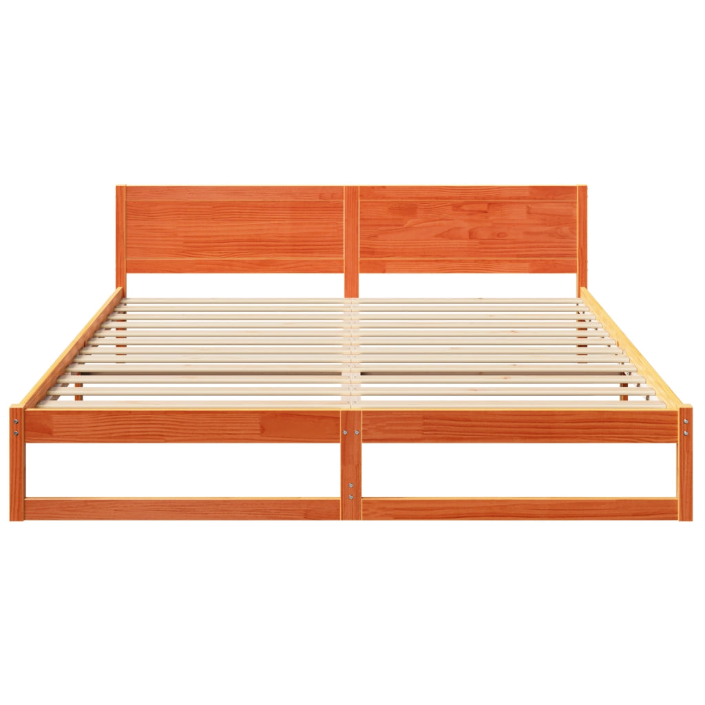 Struttura Letto Marrone lucido Legno massello di pino 200 x 200 cm