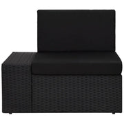 Divano ad Angolo Modulare Bracciolo Destro-Sofa da Giardino in Polyrattan Nero