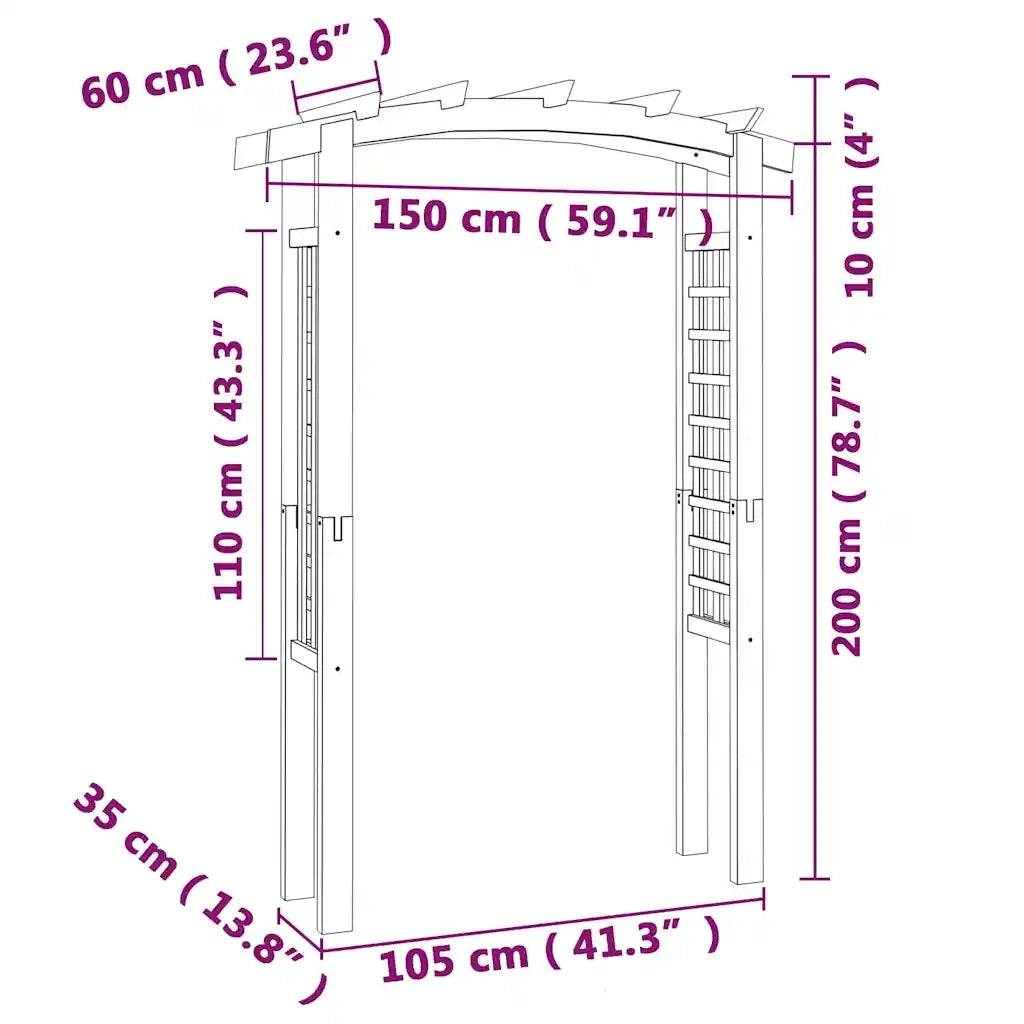 Arco a Traliccio 150x60x210 cm in Legno 41662