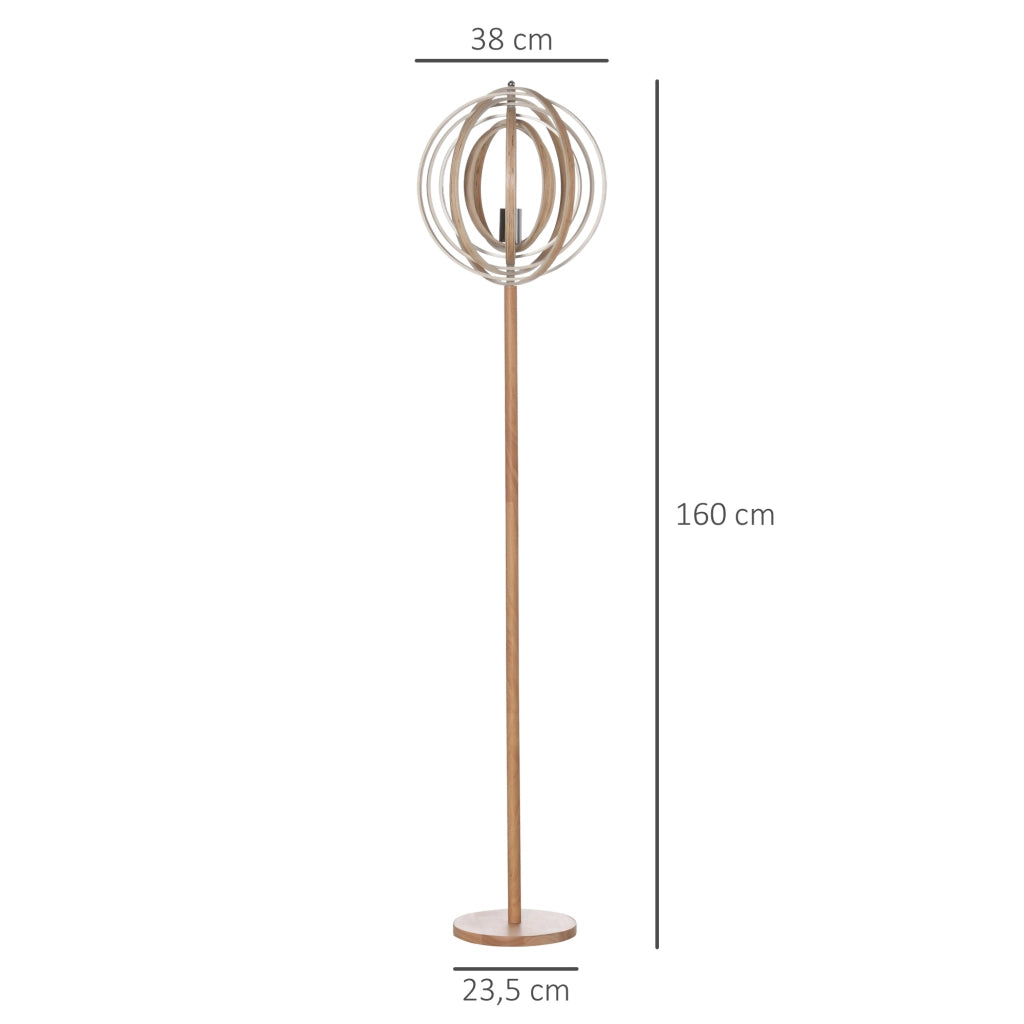 Lampada da Terra Circolare ¨C zephmum ¨C Legno Chiaro ?38x160cm 40W