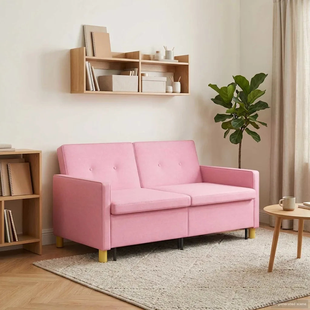 Divano Letto Estraibile Rosa Tessuto 42033350