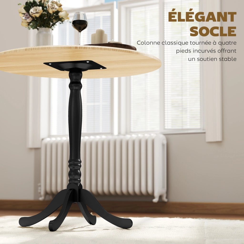 Tavolo da pranzo rotondo per 4 persone ¨C zephmum ¨C legno naturale e nero, ?80 cm