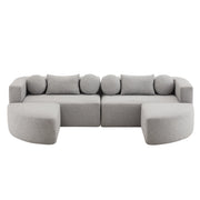 Divano letto modulare - con funzione letto - in ciniglia grigio - 292 × 165 × 68 cm