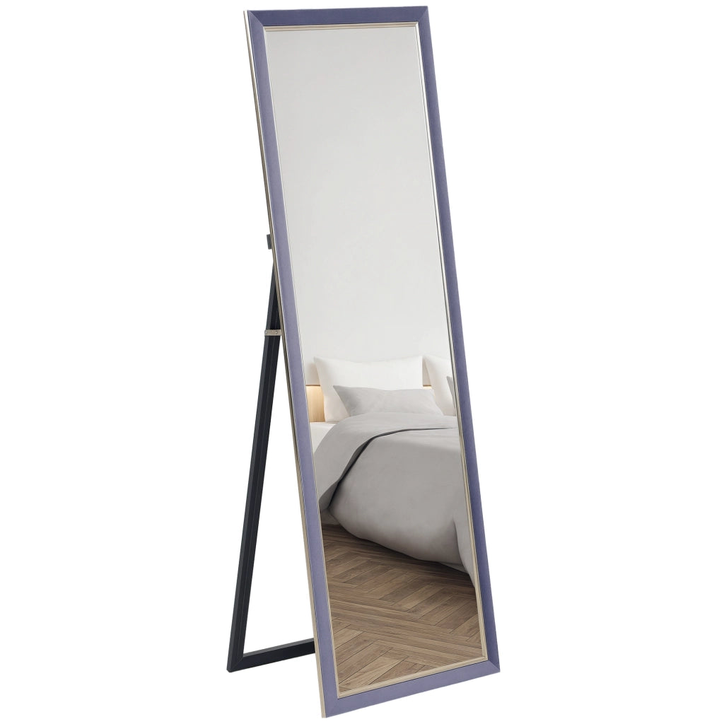 Specchio a Pieno Corpo con Cornice in Velluto ¨C zephmum ¨C Grigio 150x50 cm