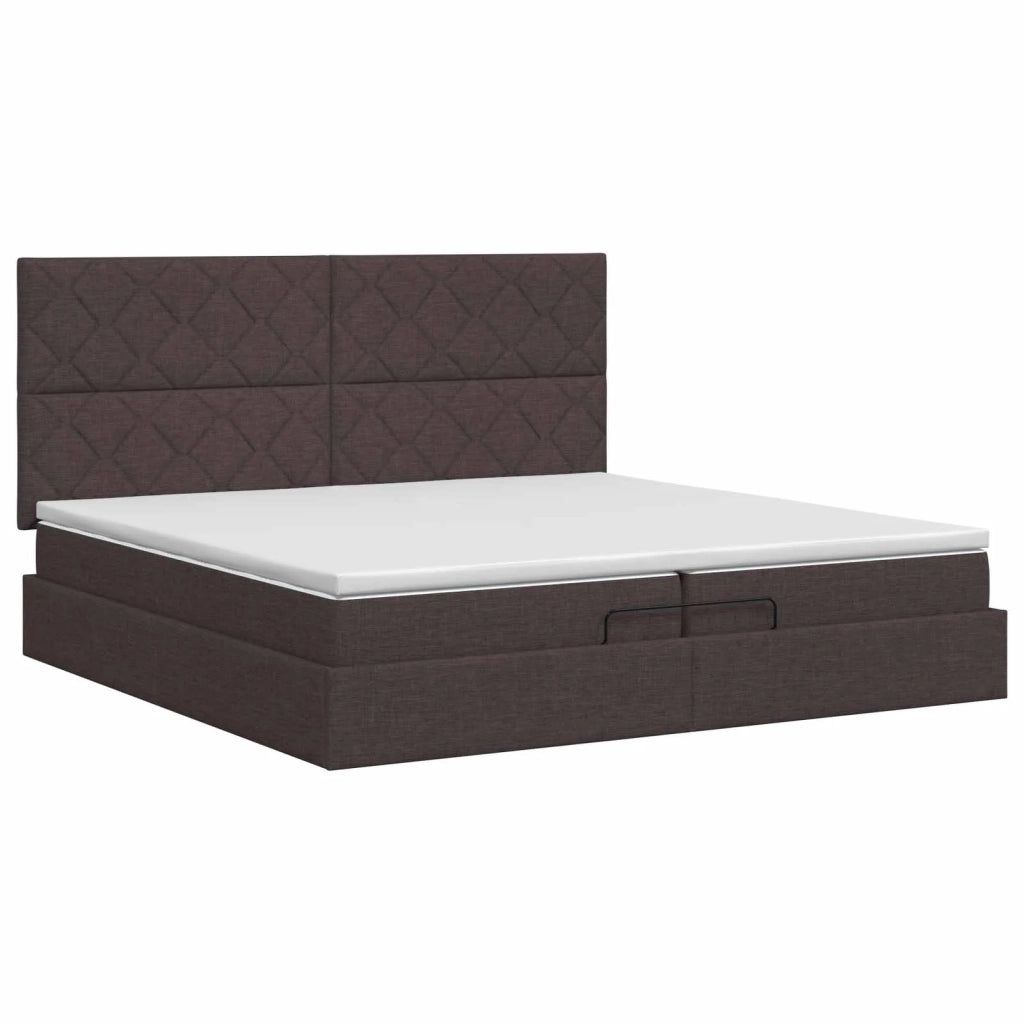 Letto ottomano con materasso Marrone Scuro 200 x 200 cm Tessuto 3457601