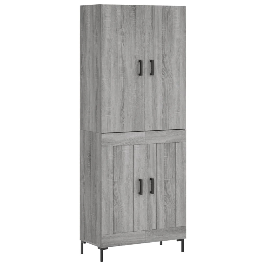Buffet credenza cassettiera armadio mobile contenitore organizer cucina soggiorno salotto rovere Sonoma alto 69,5 x 34 x 180 cm legno ingegnerizzato grigio 02_0035514
