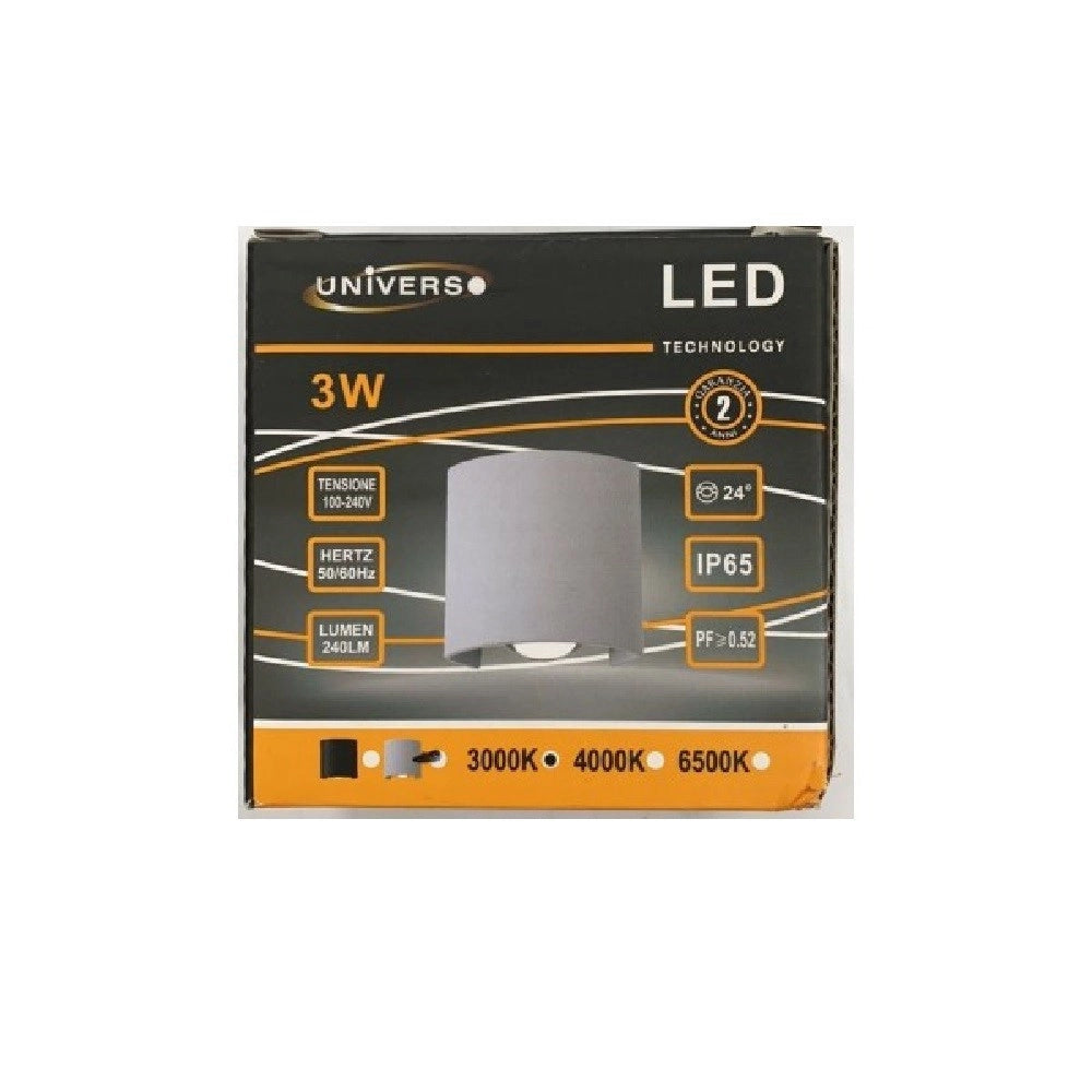 Trade Shop - Applique Da Parete Ovale Led Cob Esterno 3w Doppia Emissione Lampada Ip65 Es48 -