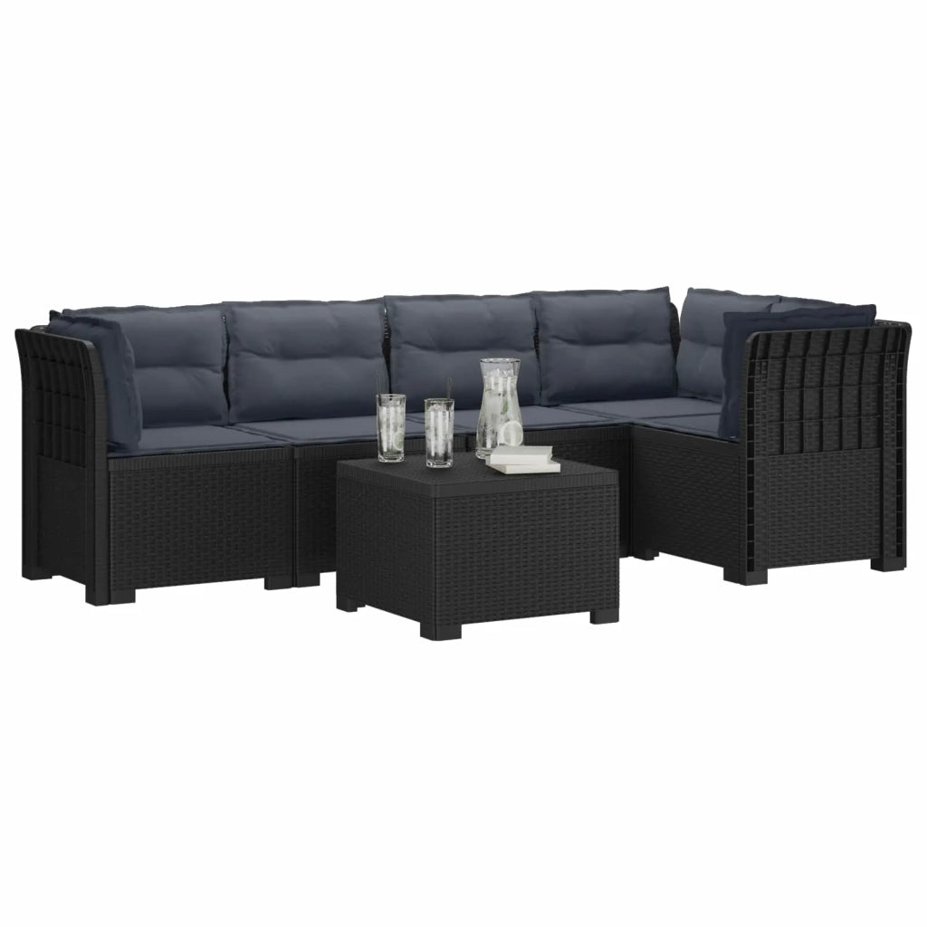 Divano da Giardino 5 Posti con Cuscini Stile Rattan PP 3444089