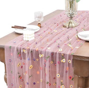 Tavolo da pranzo 72 x 300 cm – Tenda con Fiori Ricamati – Fiori di Rosa Tavolo da pranzo – Ideale per Matrimonio, Festa e Decorazione di Tavola