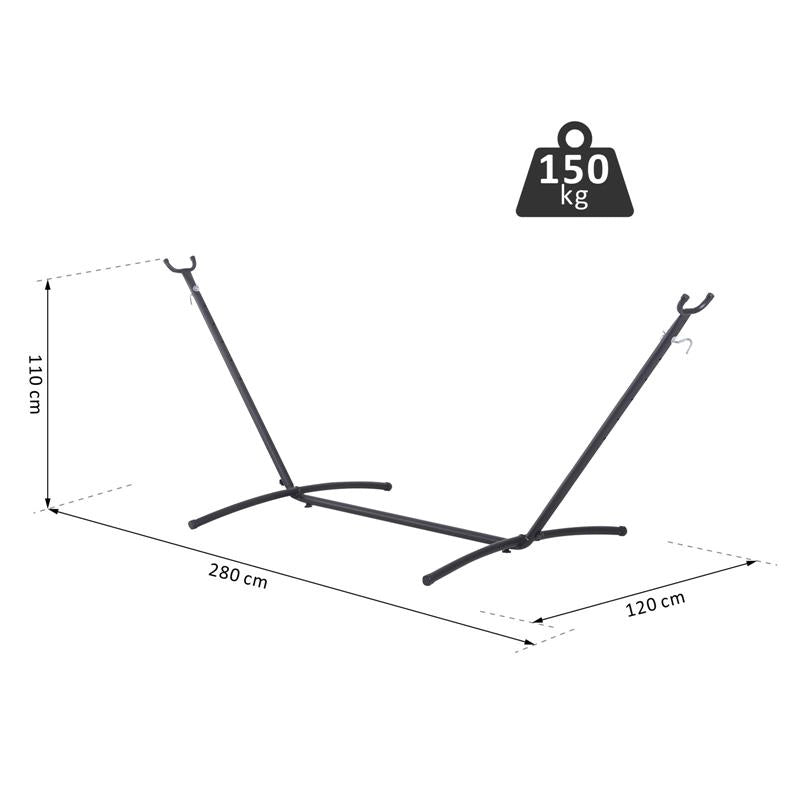 SUPPORTO STRUTTURA PORTANTE PER AMACA MAX 150 KG 280 X 120 X 110 CM NERO