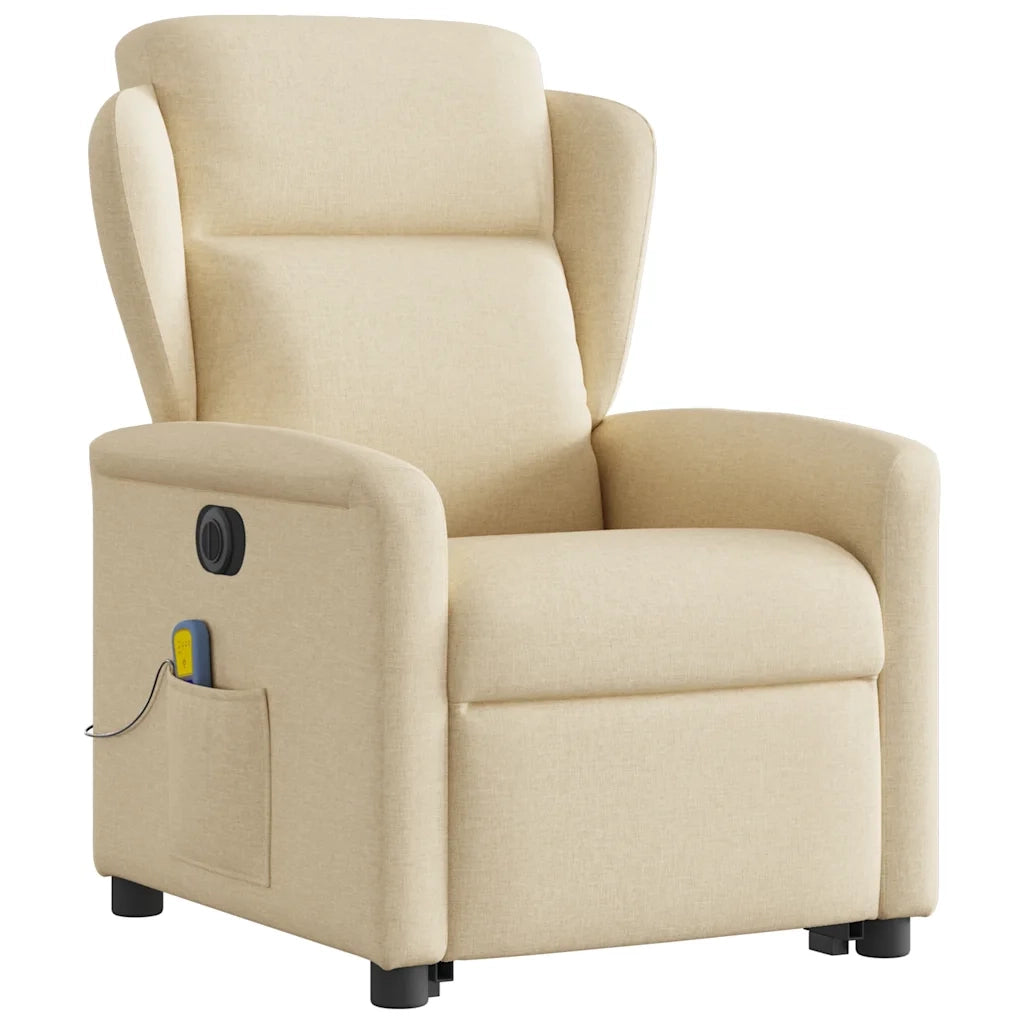 Poltrona Alzapersona Massaggiante Elettrica Crema in Tessuto 3303172