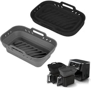 Bacchi in silicone per Airfryer - Opvougbile e resistente al calore - Riciclabili - Smaltanti - Quadrati - 2 pezzi (grigio e nero) Bacchi in silicone per Airfryer