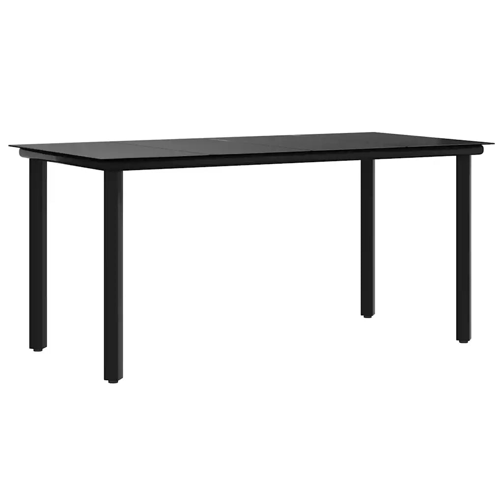 Tavolo Pranzo Giardino Nero 160x80x74 Acciaio e Vetro Temperato 319283