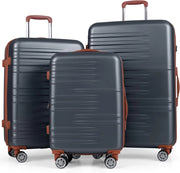 Set di Valigie Rigide 3 Pezzi, Set Valigia da Viaggio in ABS con TSA Lucchetto, Manico Telescopico in Alluminio e Ruote Piroettanti, 20", 24", 28" (Grigio)