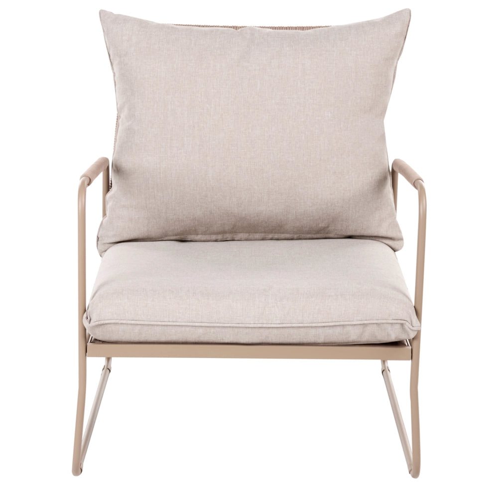 Set da Giardino Lounge Beige 4 Posti con Divano Poltrone e Tavolino con Struttura in Metallo
