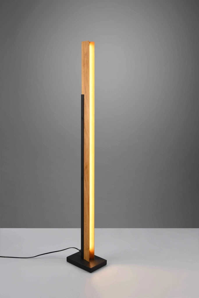 Piantana LED, legno e metallo, nero, H 120 cm, Kerala