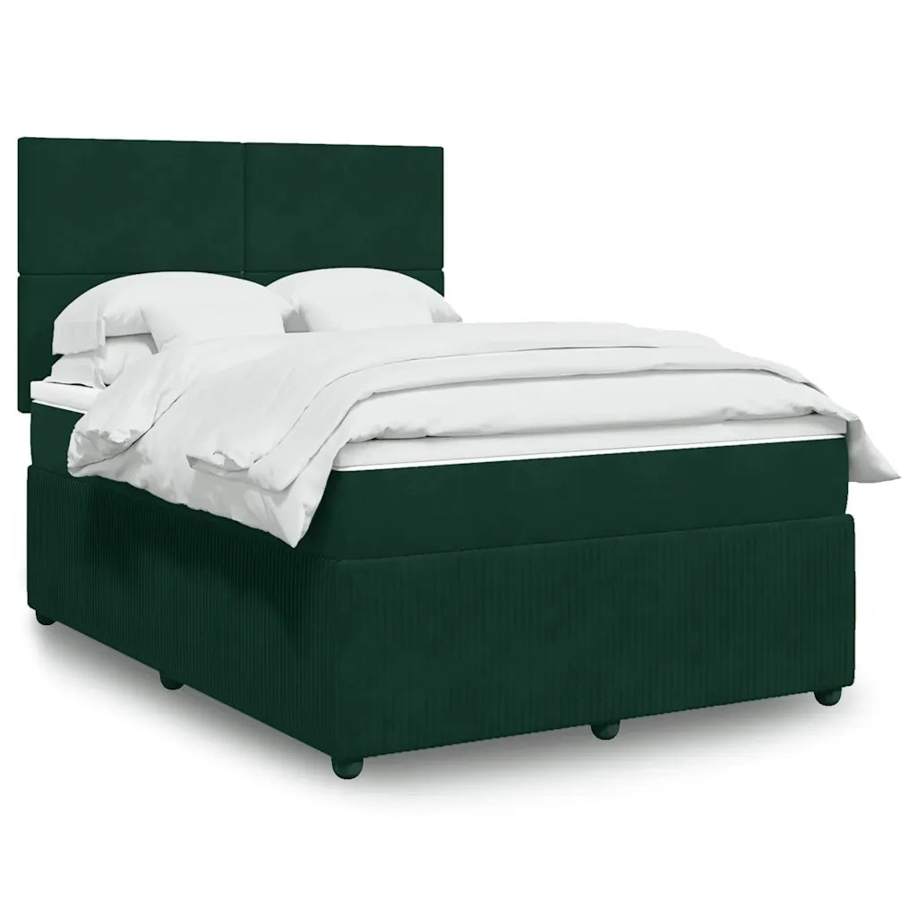 Giroletto a Molle con Materasso Verde Scuro 160x200 cm Velluto