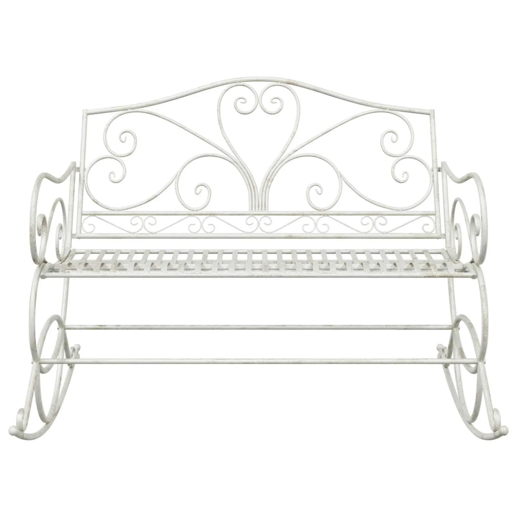 Panchina da giardino Bianco Antico Acciaio 42038699