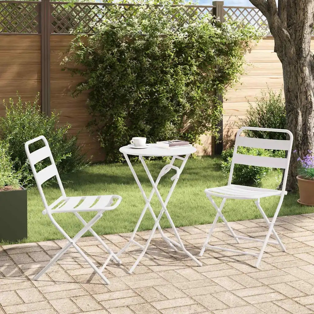 Set Bistro da Giardino 3 pcs Bianco Acciaio 42010317